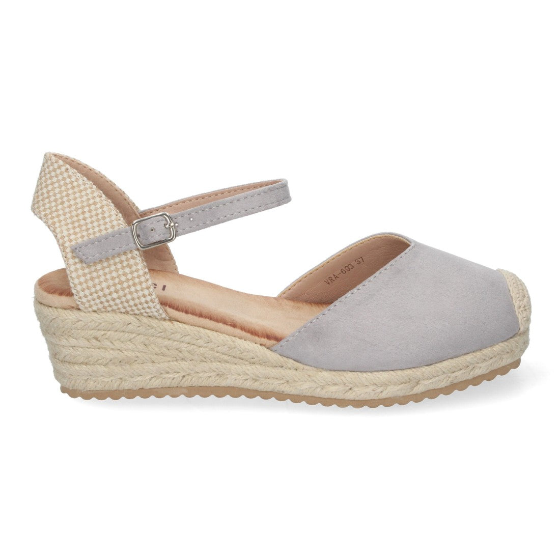 Sandalias Grises Mujer Cuña Yute Pala Cerrada Cómodas