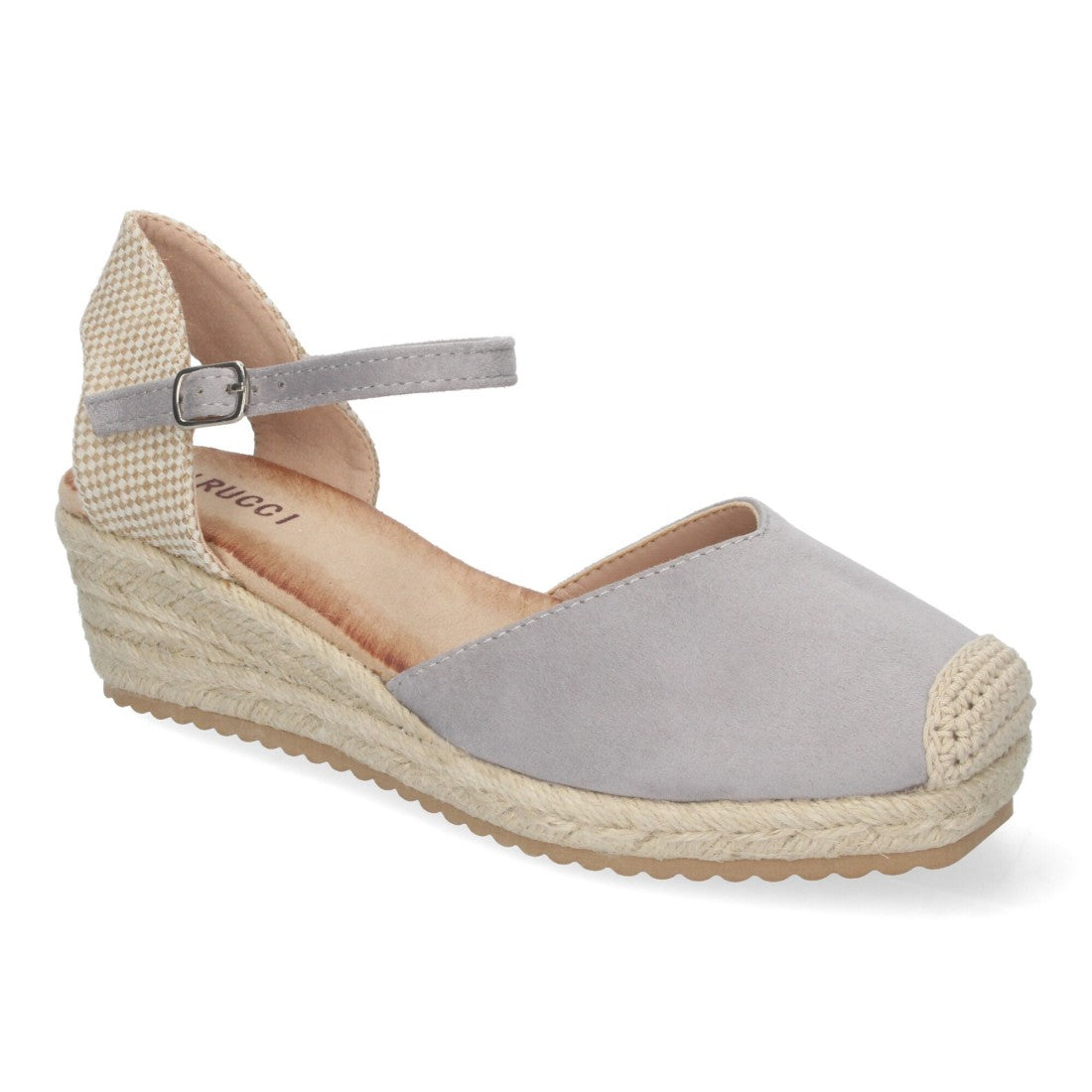 Sandalias Grises Mujer Cuña Yute Pala Cerrada Cómodas