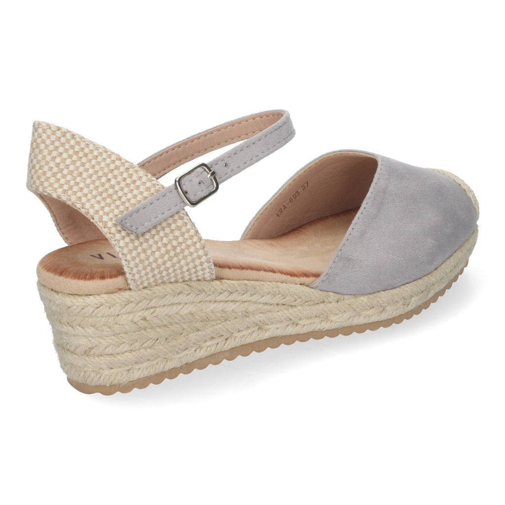 Sandalias Grises Mujer Cuña Yute Pala Cerrada Cómodas
