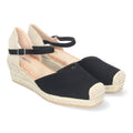 Sandalias Negras Mujer Cuña Yute Pala Cerrada Cómodas