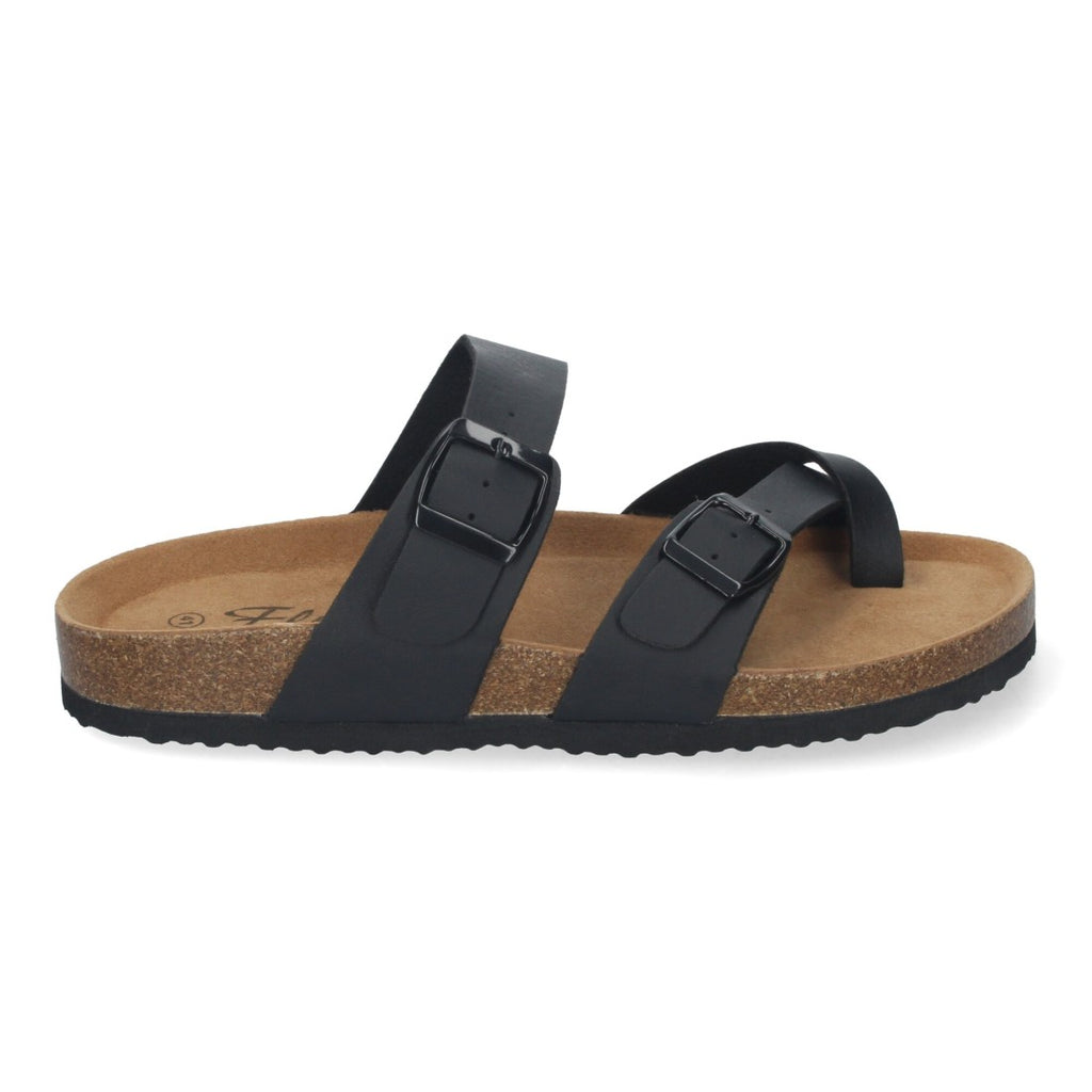 Sandalias Negras Mujer Bio Estilo Esclava Planta Anatómica Hebilla Elegantes