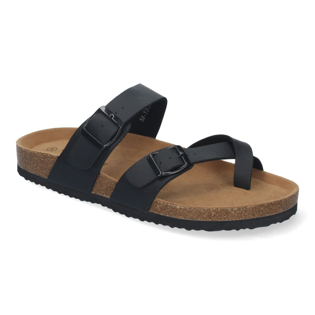 Sandalias Negras Mujer Bio Estilo Esclava Planta Anatómica Hebilla Elegantes