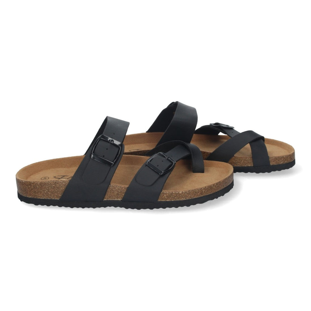 Sandalias Negras Mujer Bio Estilo Esclava Planta Anatómica Hebilla Elegantes