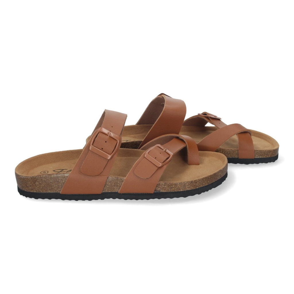 Sandalias Taupe Mujer Bio Estilo Esclava Planta Anatómica Hebilla Elegantes