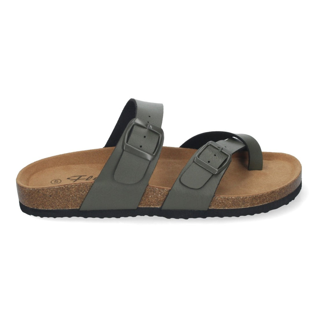 Sandalias Verdes Mujer Bio Estilo Esclava Planta Anatómica Hebilla Elegantes