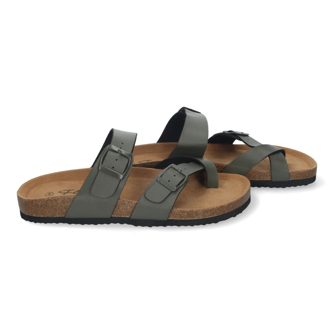 Sandalias Verdes Mujer Bio Estilo Esclava Planta Anatómica Hebilla Elegantes
