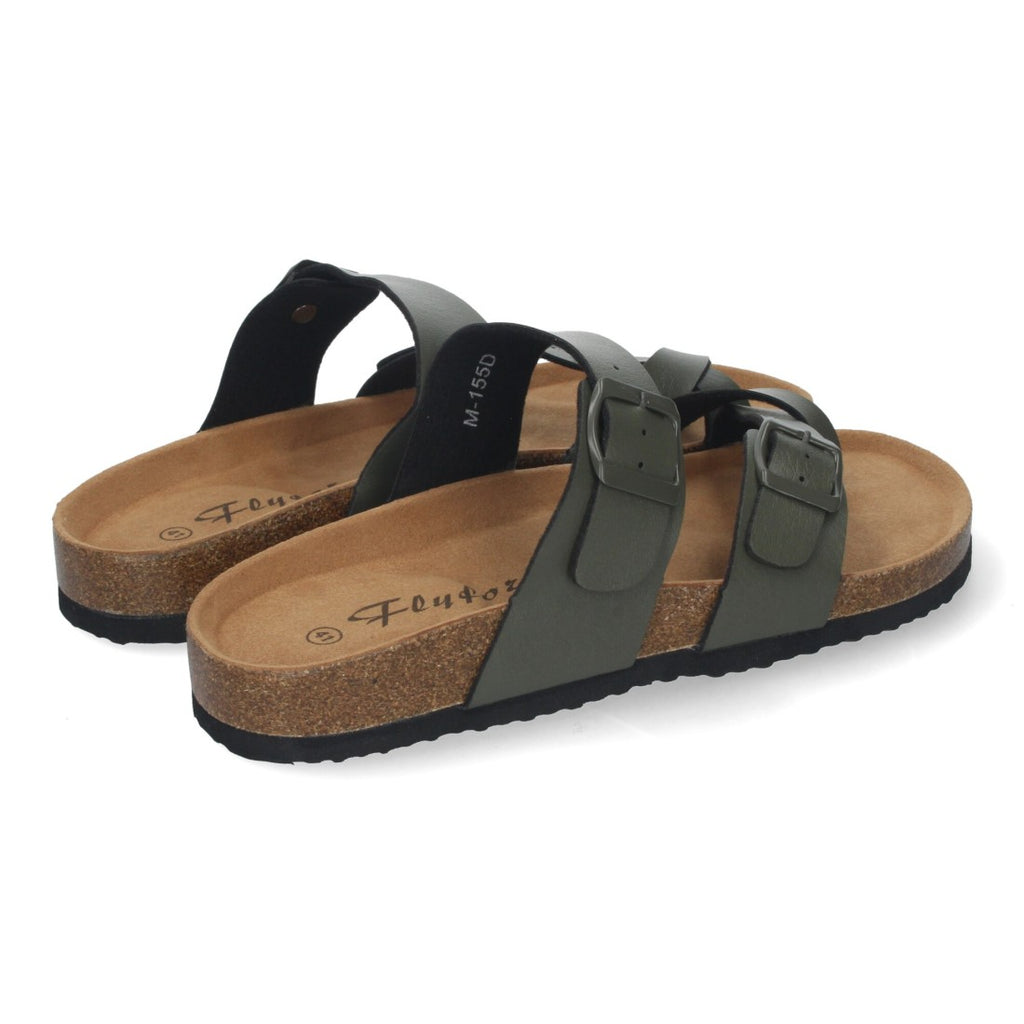 Sandalias Verdes Mujer Bio Estilo Esclava Planta Anatómica Hebilla Elegantes