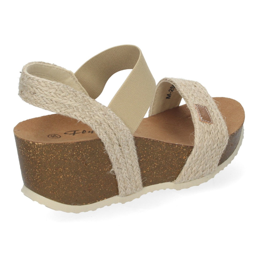 Sandalias Beige Mujer Cuña Bio Banda Elástica Cómodas Elegantes
