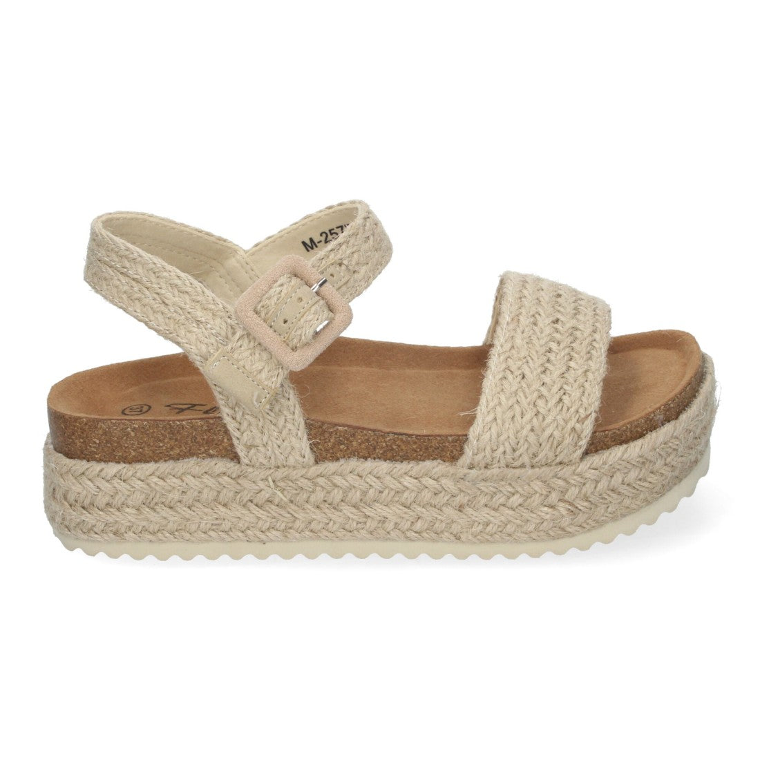 Sandalias Beige Mujer Plataforma Bio Punta Abierta Hebilla Elegantes