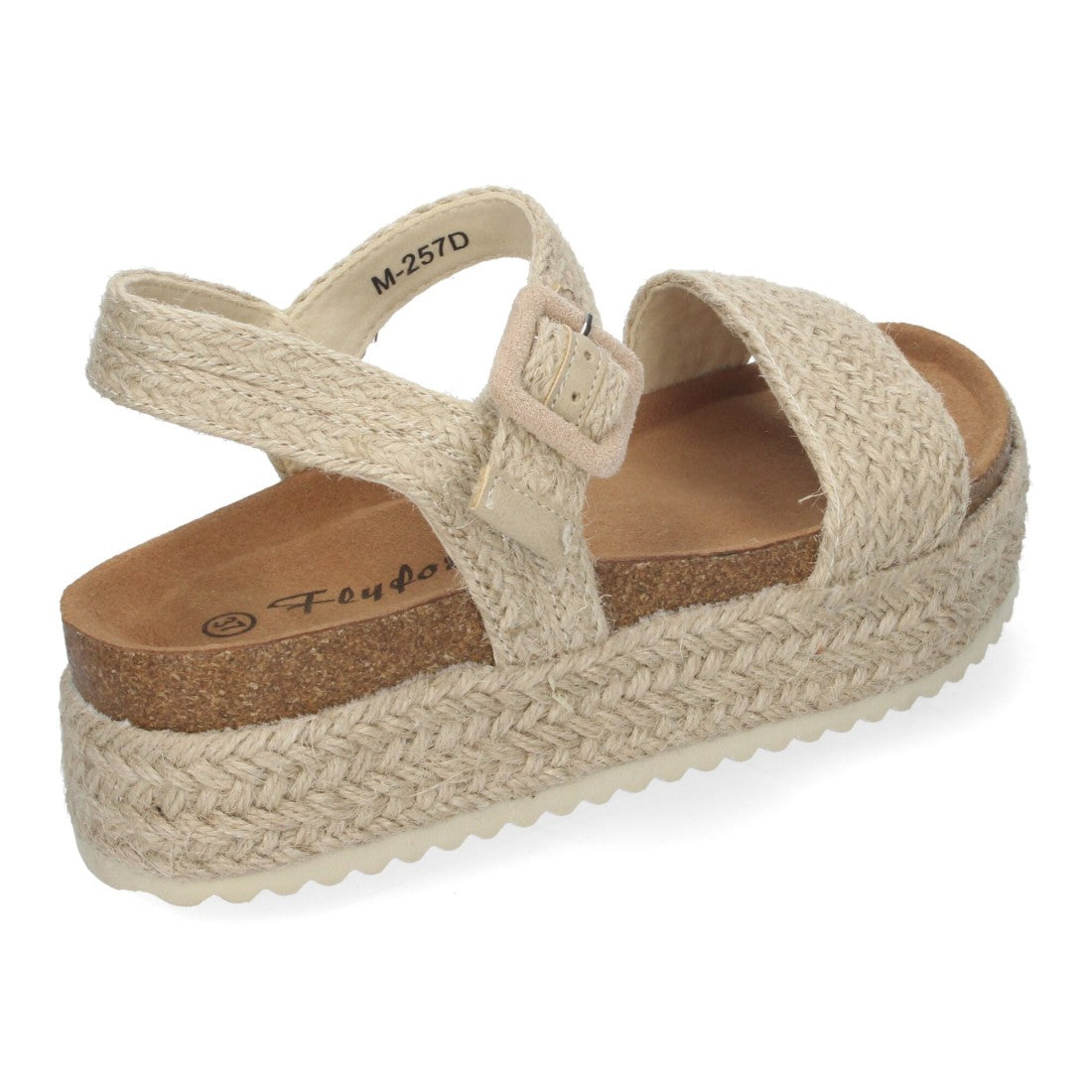 Sandalias Beige Mujer Plataforma Bio Punta Abierta Hebilla Elegantes