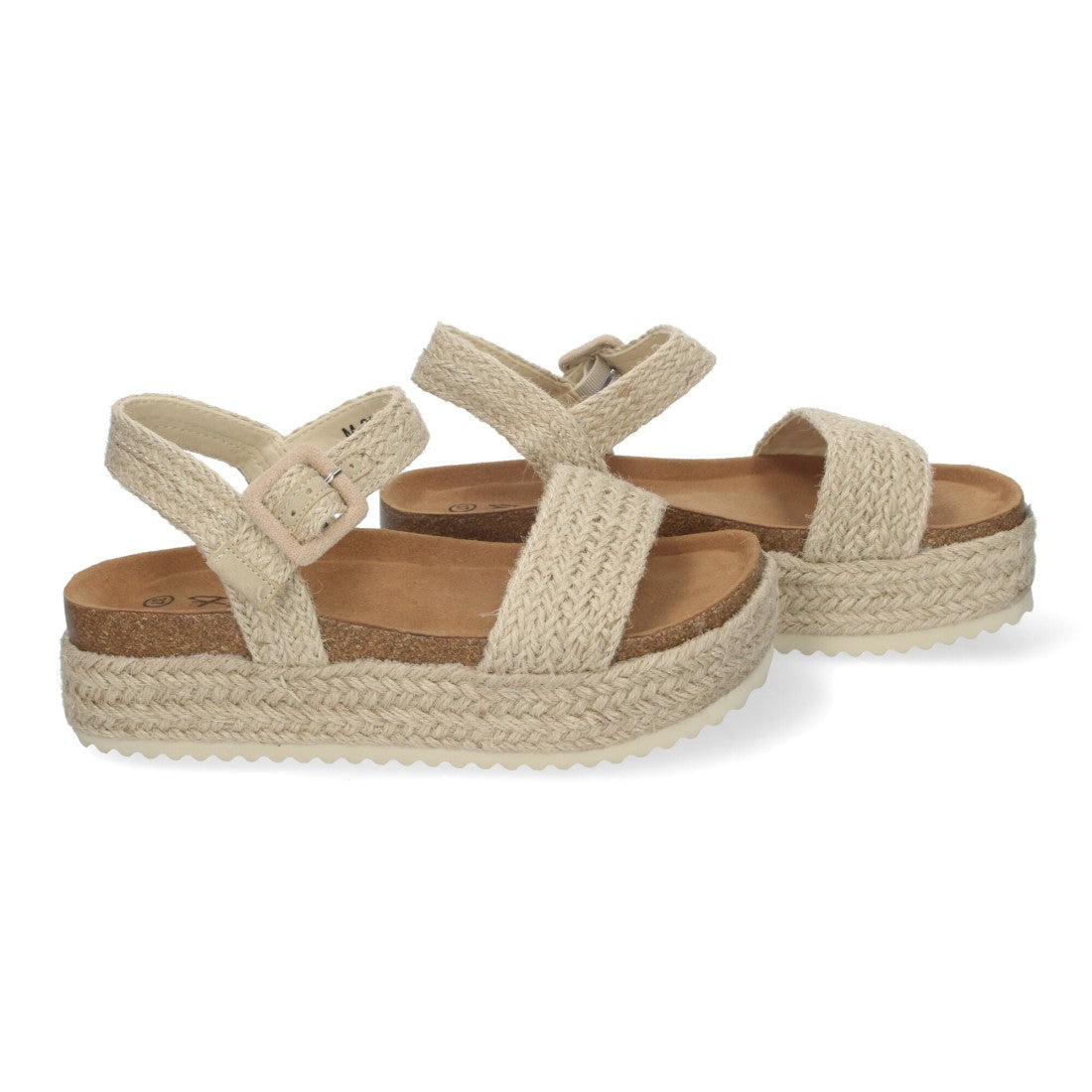 Sandalias Beige Mujer Plataforma Bio Punta Abierta Hebilla Elegantes