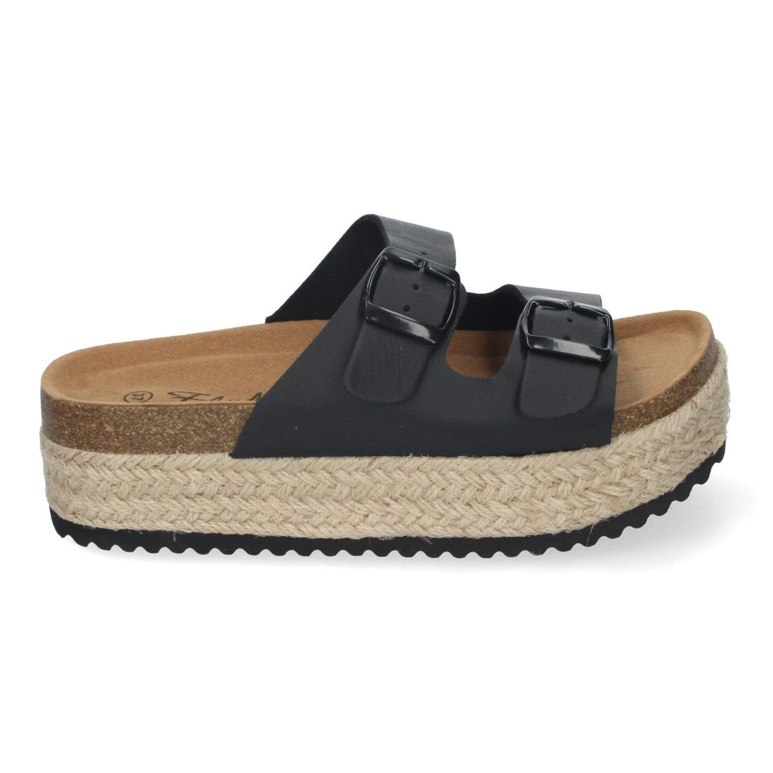 Sandalias Negras Mujer Plataforma Yute Plantilla Anatómica Hebillas Elegantes