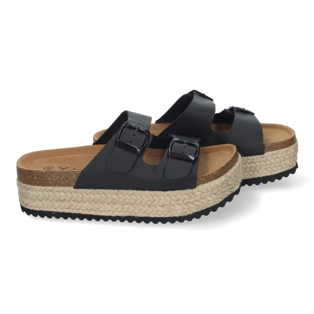 Sandalias Negras Mujer Plataforma Yute Plantilla Anatómica Hebillas Elegantes