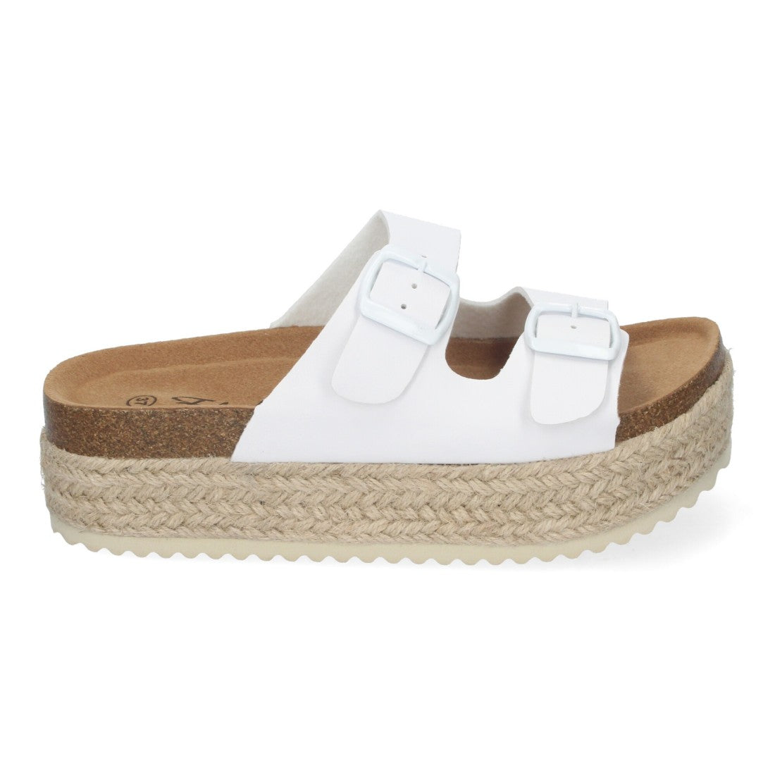 Sandalias Blancas Mujer Plataforma Yute Plantilla Anatómica Hebillas Elegantes