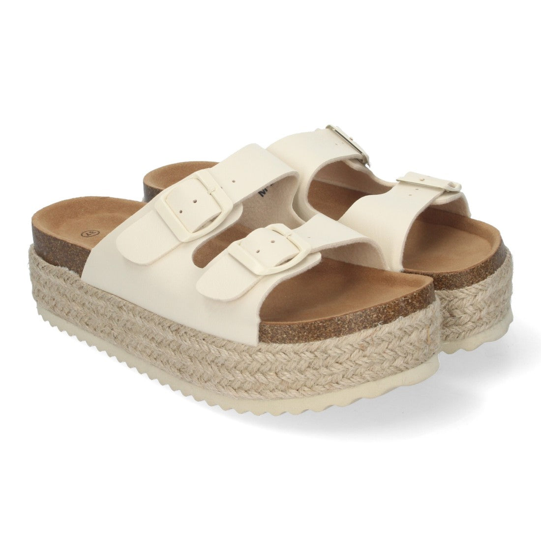 Sandalias Beige Mujer Plataforma Yute Plantilla Anatómica Hebillas Elegantes