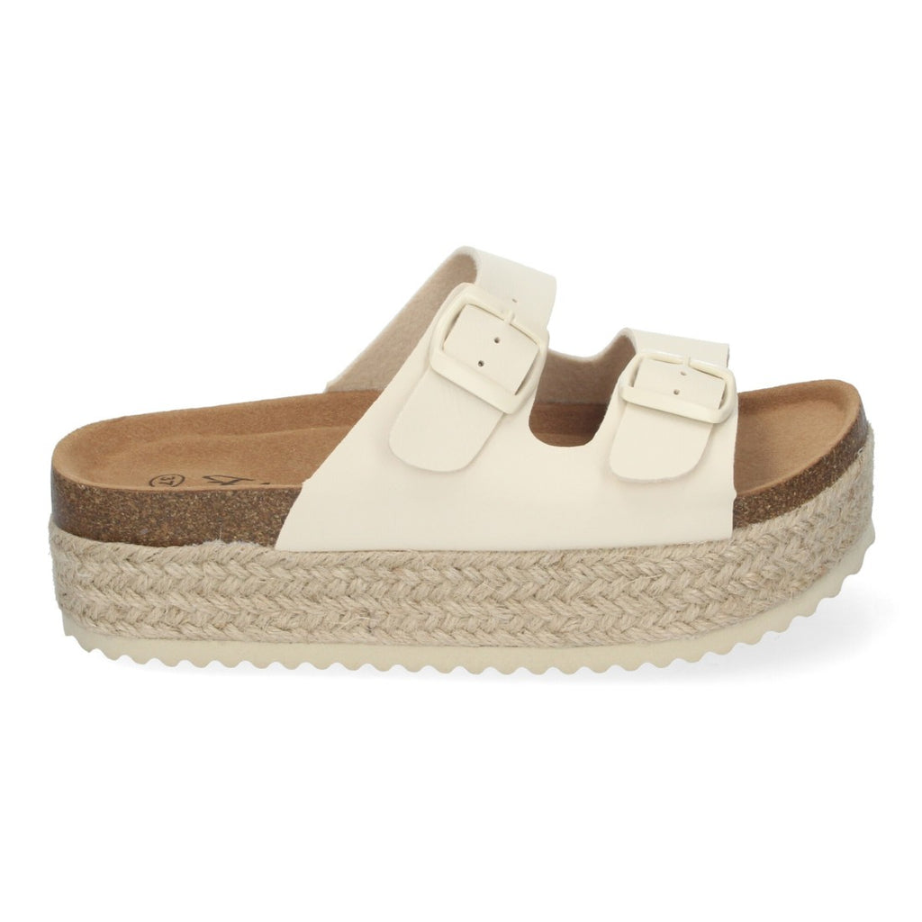 Sandalias Beige Mujer Plataforma Yute Plantilla Anatómica Hebillas Elegantes