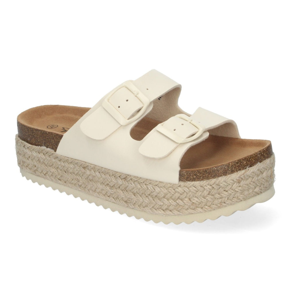 Sandalias Beige Mujer Plataforma Yute Plantilla Anatómica Hebillas Elegantes