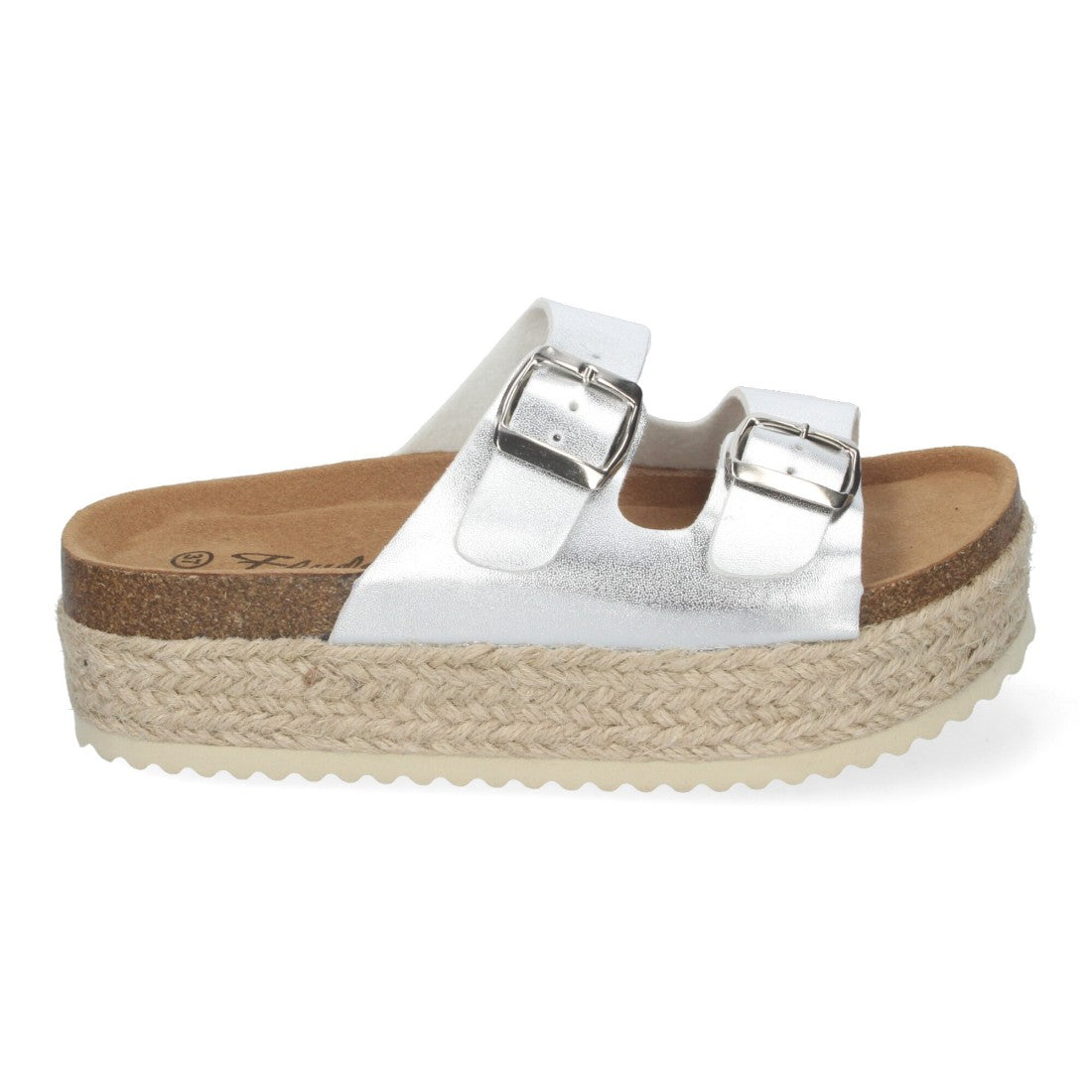 Sandalias Plateadas Mujer Plataforma Yute Plantilla Anatómica Hebillas Elegantes