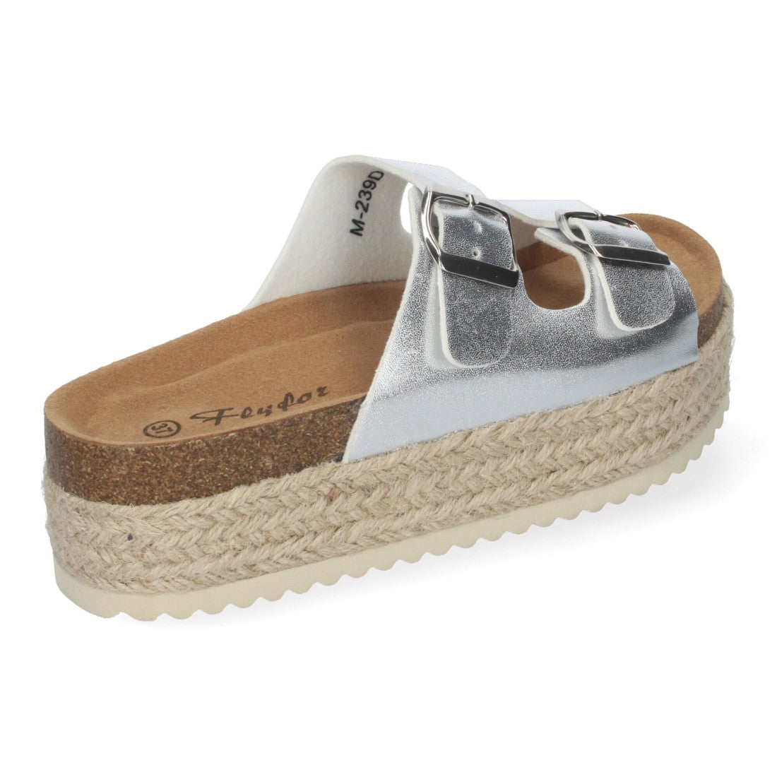 Sandalias Plateadas Mujer Plataforma Yute Plantilla Anatómica Hebillas Elegantes