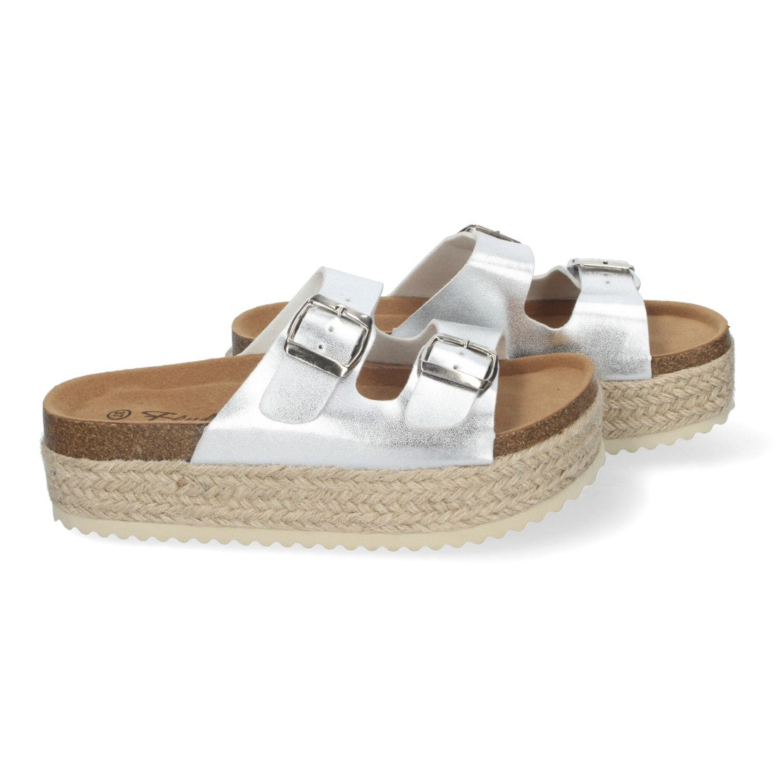 Sandalias Plateadas Mujer Plataforma Yute Plantilla Anatómica Hebillas Elegantes