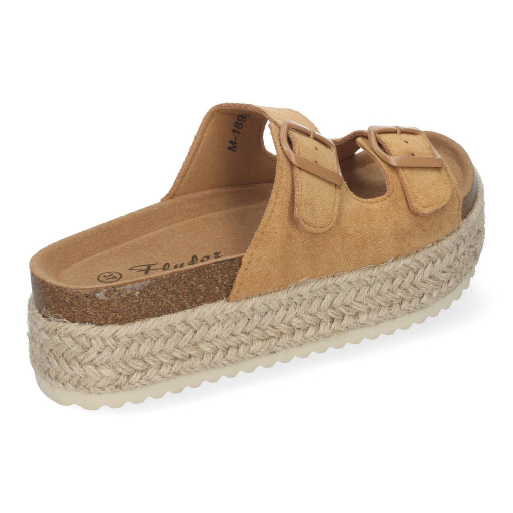 Sandalias Taupe Mujer Plataforma Yute Planta Anatómica Hebillas Elegantes