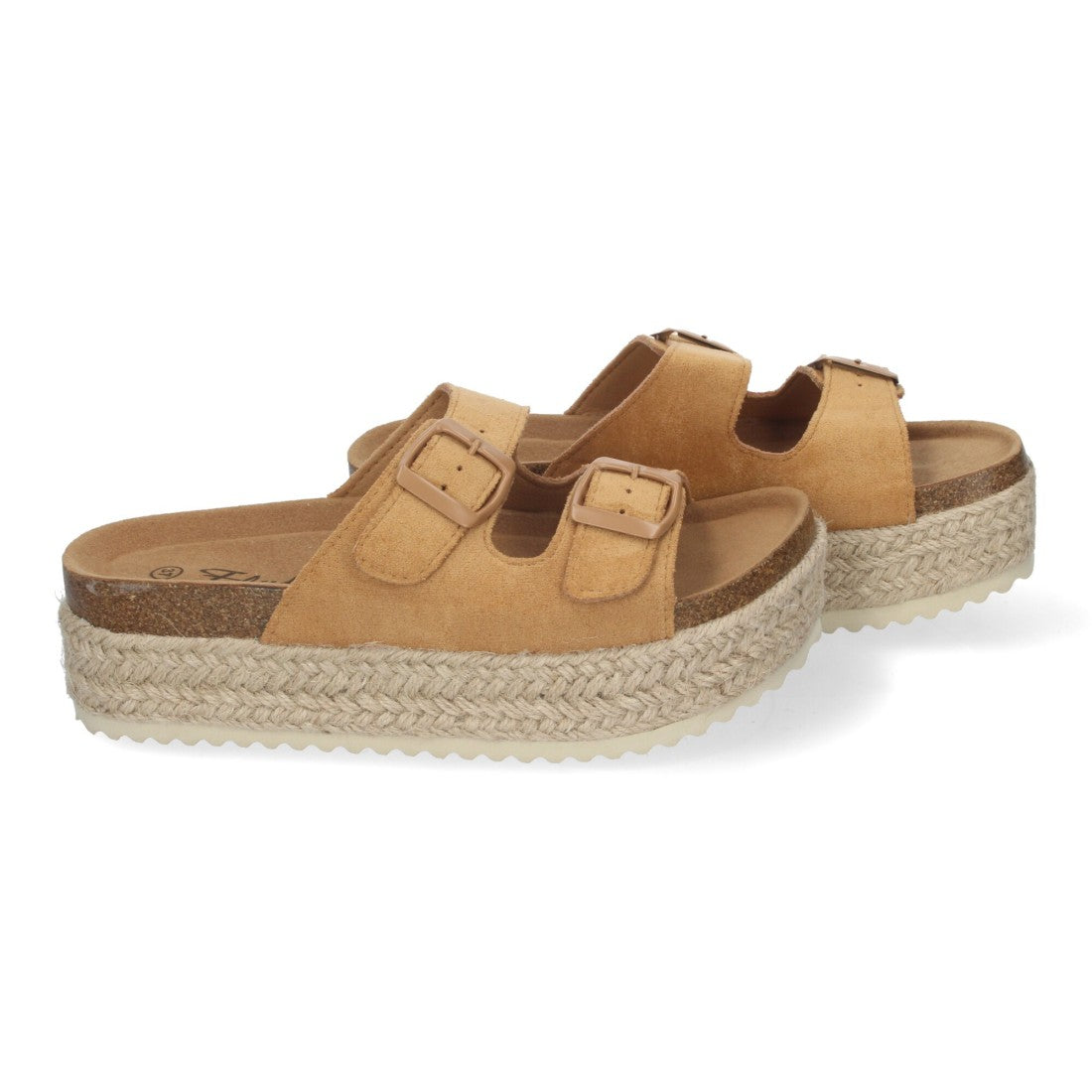 Sandalias Taupe Mujer Plataforma Yute Planta Anatómica Hebillas Elegantes