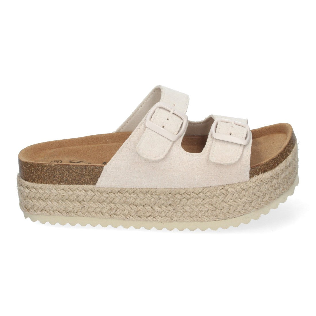 Sandalias Beige Mujer Plataforma Yute Planta Anatómica Hebillas Elegantes