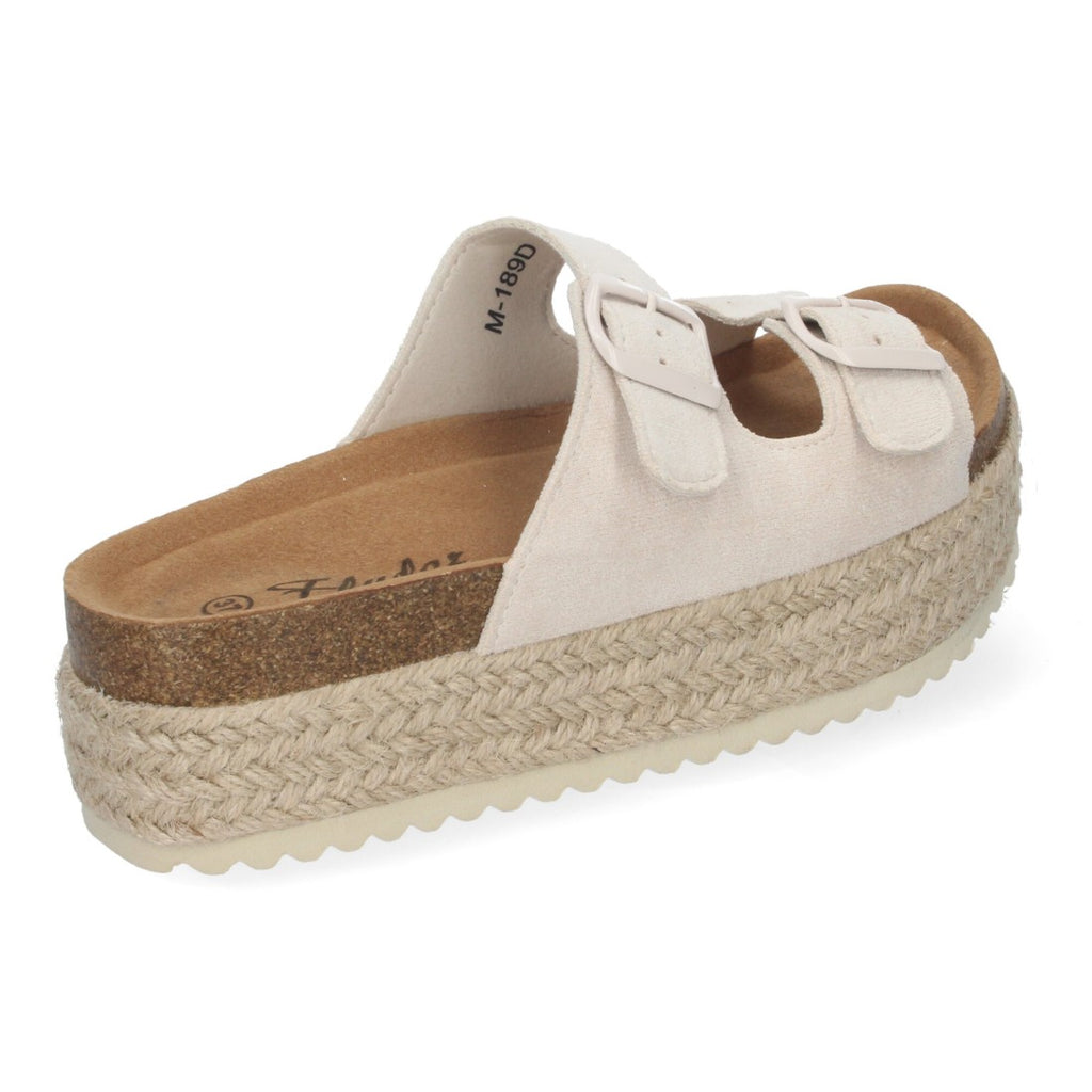 Sandalias Beige Mujer Plataforma Yute Planta Anatómica Hebillas Elegantes