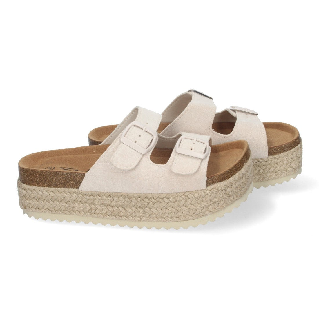 Sandalias Beige Mujer Plataforma Yute Planta Anatómica Hebillas Elegantes
