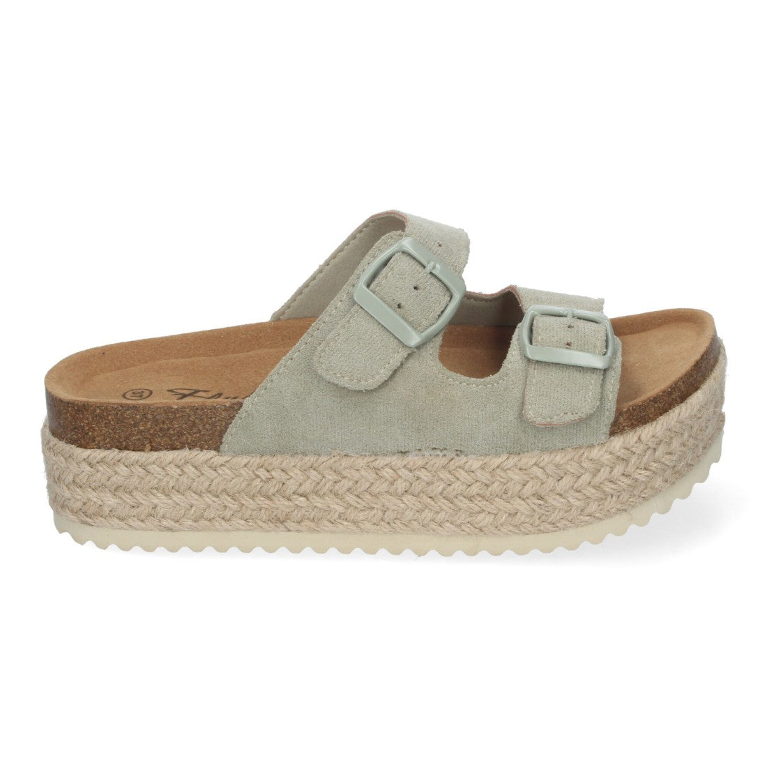 Sandalias Verdes Mujer Plataforma Yute Planta Anatómica Hebillas Elegantes