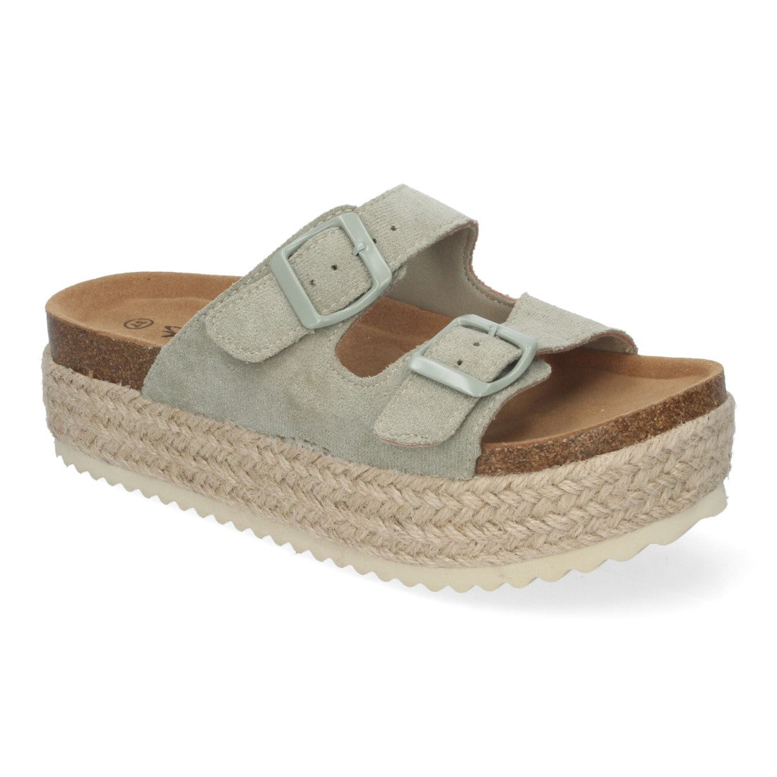 Sandalias Verdes Mujer Plataforma Yute Planta Anatómica Hebillas Elegantes