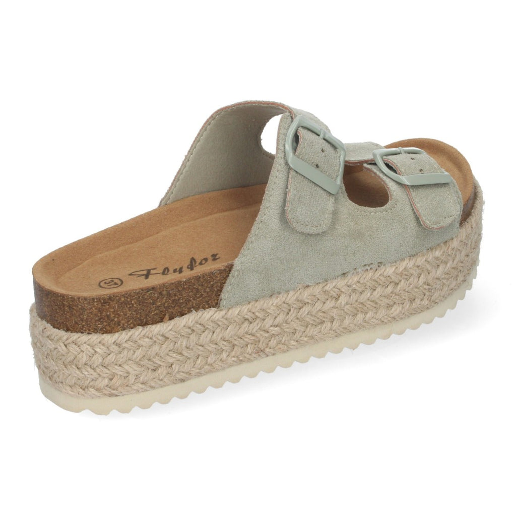 Sandalias Verdes Mujer Plataforma Yute Planta Anatómica Hebillas Elegantes