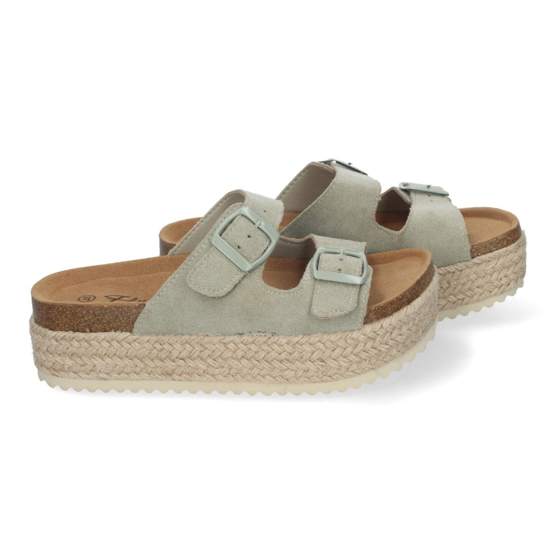 Sandalias Verdes Mujer Plataforma Yute Planta Anatómica Hebillas Elegantes