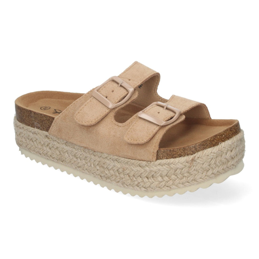 Sandalias Kaki Mujer Plataforma Yute Planta Anatómica Hebillas Elegantes