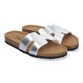 Sandalias Plateadas Mujer Planas Bio Plantilla Anatómica Elegantes Cómodas