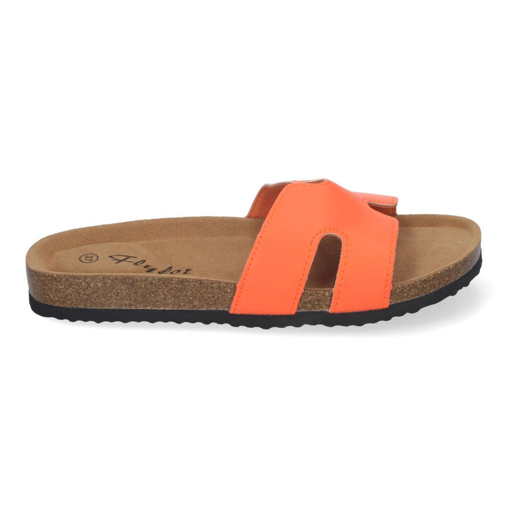 Damen-Sandalen Orange Flach Bio-Fußbett Anatomisch Elegant Bequem