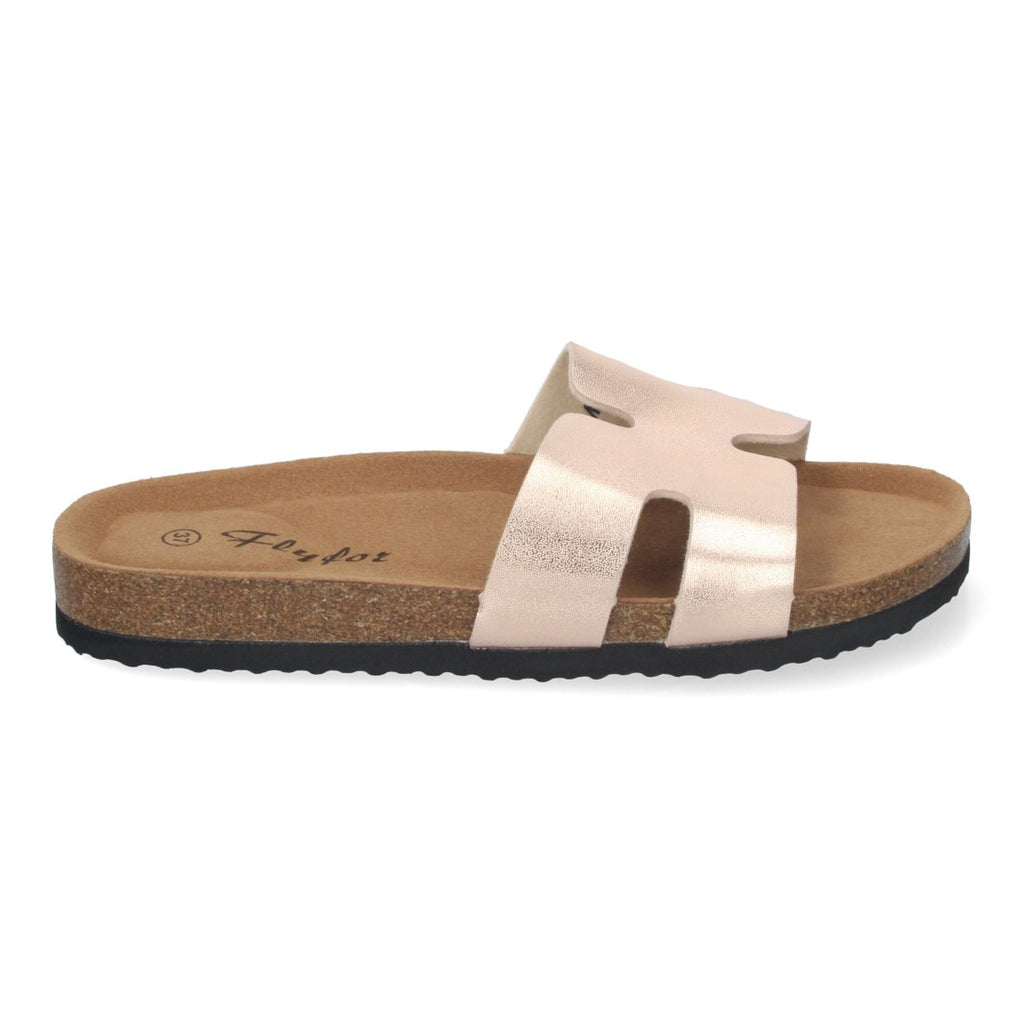 Sandalias Champán Mujer Planas Bio Plantilla Anatómica Elegantes Cómodas