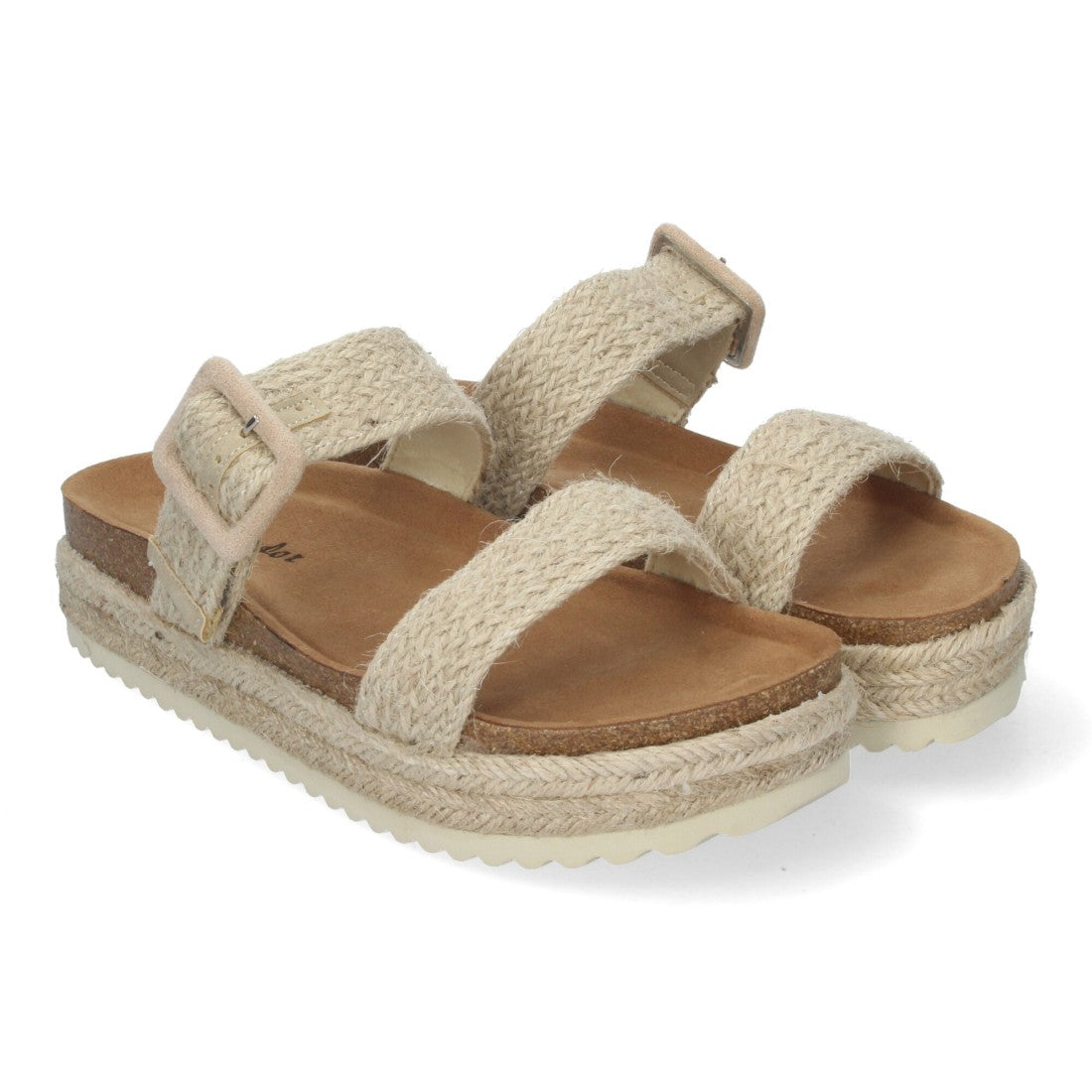 Sandalias Beige Mujer Plataforma Trenzadas Hebillas Ajustables Elegantes