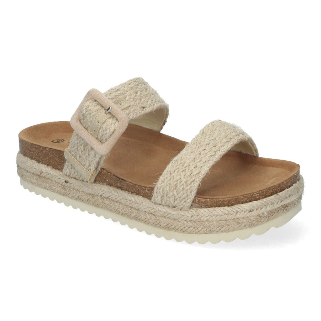 Sandalias Beige Mujer Plataforma Trenzadas Hebillas Ajustables Elegantes