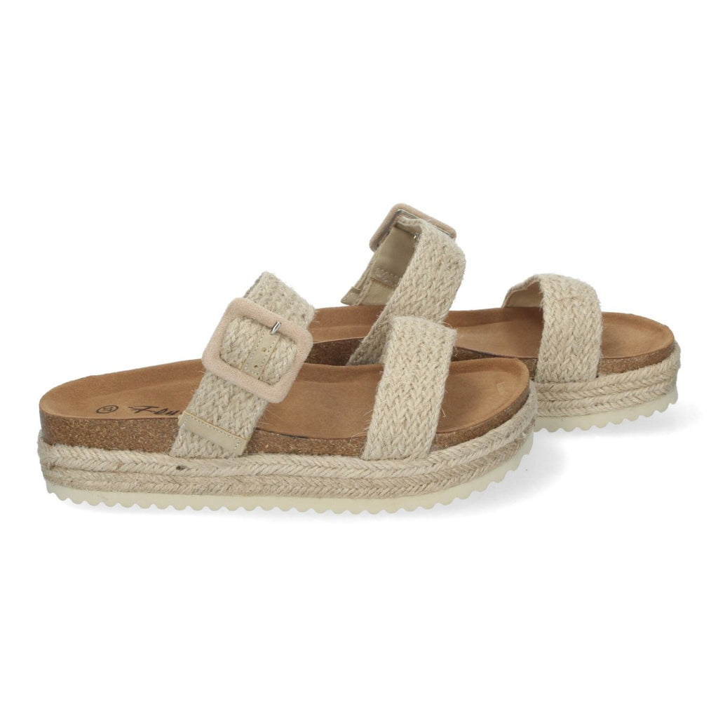 Sandalias Beige Mujer Plataforma Trenzadas Hebillas Ajustables Elegantes