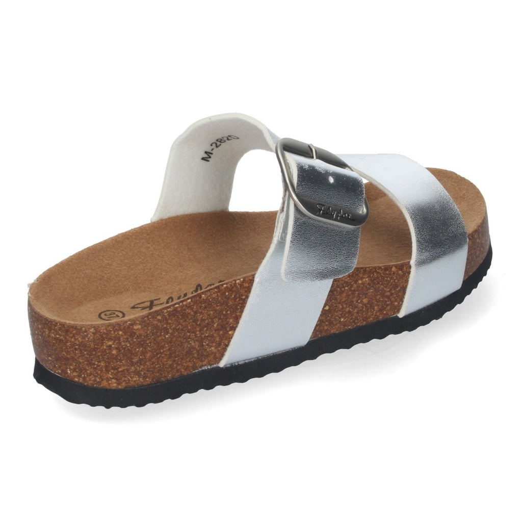 Sandalias Plateadas Mujer Cuña Bio Plantilla Anatómica Estilo Esclava Elegantes