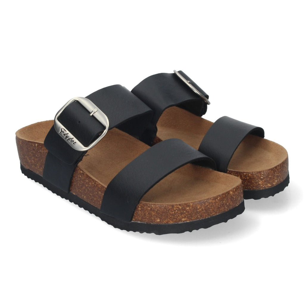 Sandalias Negras Mujer Cuña Bio Plantilla Anatómica Estilo Esclava Elegantes