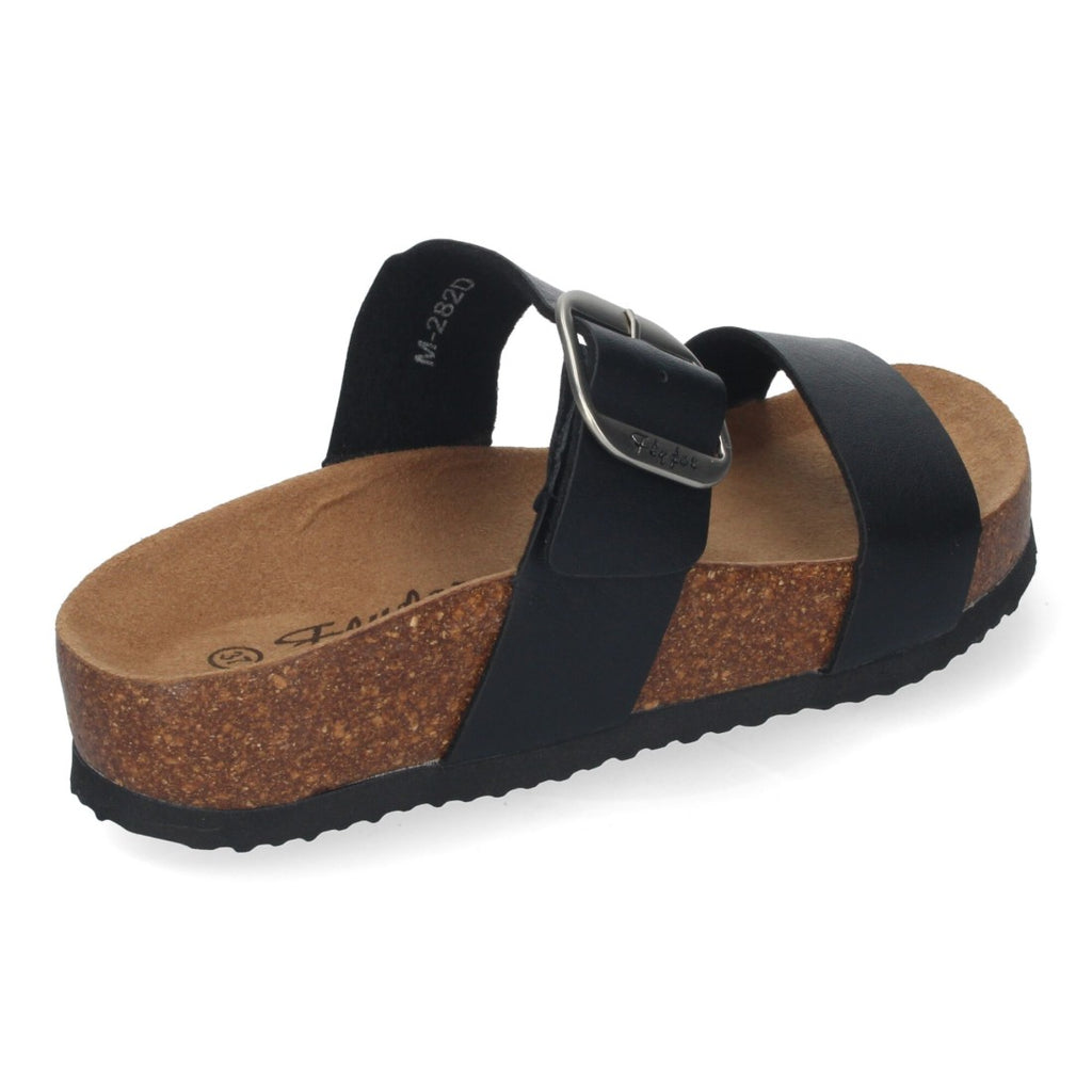 Sandalias Negras Mujer Cuña Bio Plantilla Anatómica Estilo Esclava Elegantes