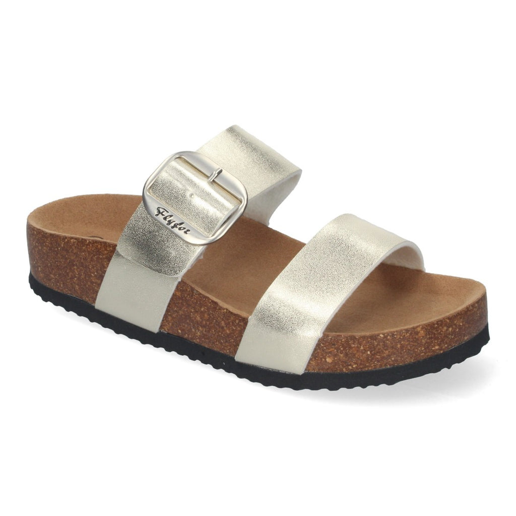 Sandalias Doradas Mujer Cuña Bio Plantilla Anatómica Estilo Esclava Elegantes