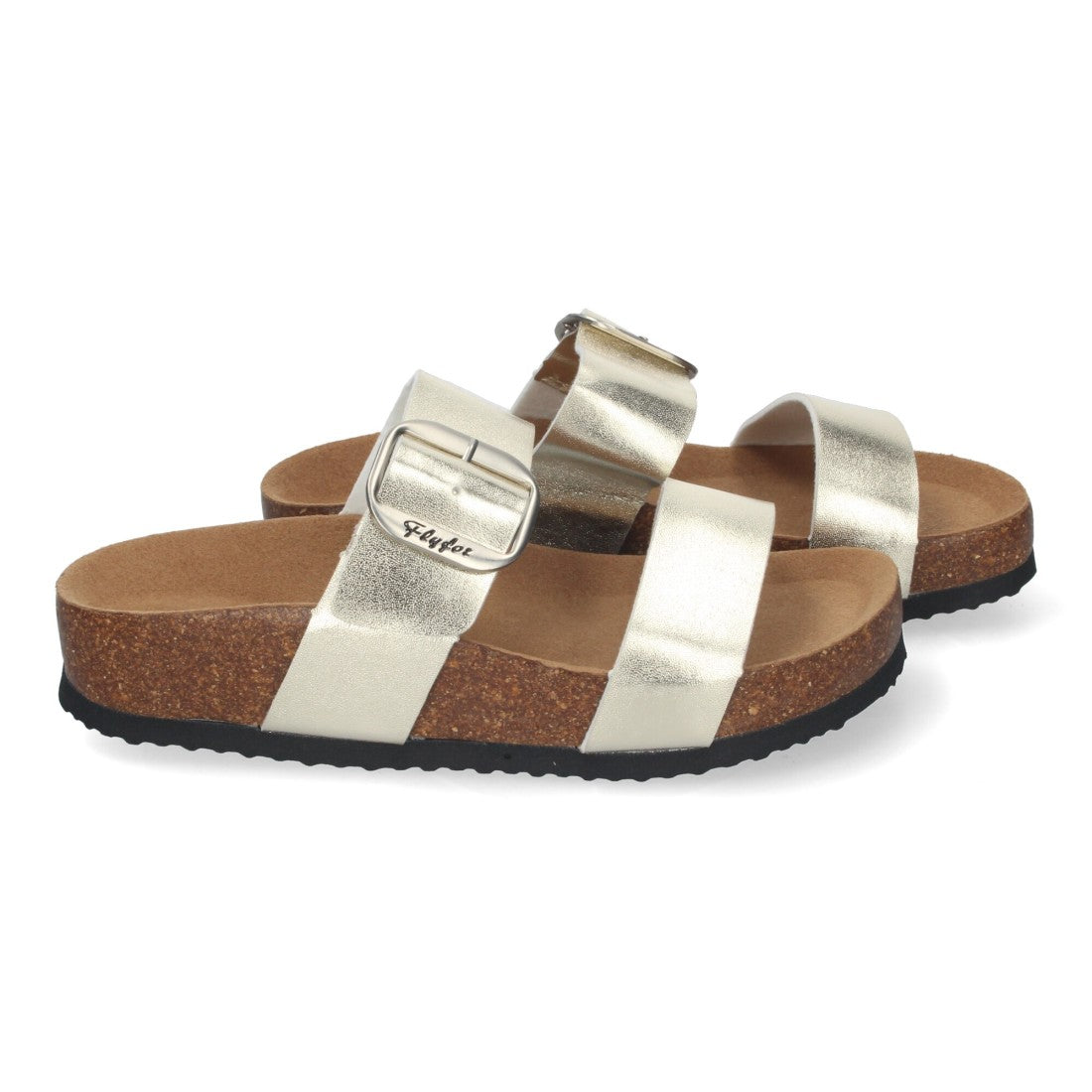 Sandalias Doradas Mujer Cuña Bio Plantilla Anatómica Estilo Esclava Elegantes