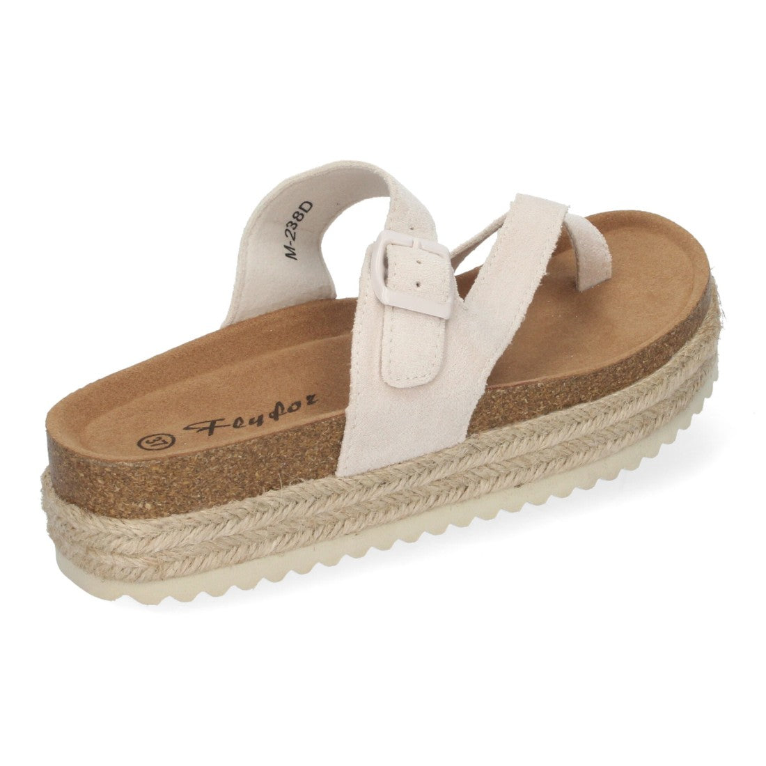 Sandalias Beige Mujer Plataforma Bio Yute Estilo Esclava Hebilla Elegantes