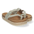 Sandalias Verdes Mujer Plataforma Bio Yute Estilo Esclava Hebilla Elegantes