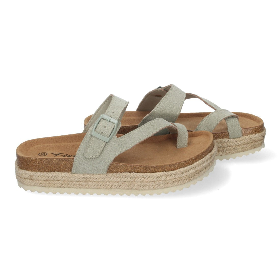 Sandalias Verdes Mujer Plataforma Bio Yute Estilo Esclava Hebilla Elegantes