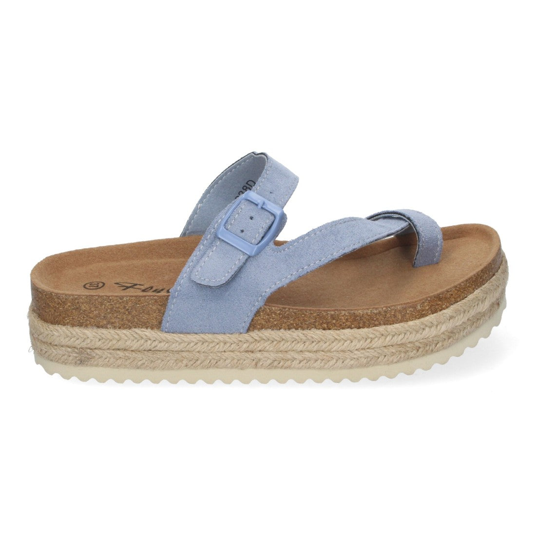 Sandalias Azules Mujer Plataforma Bio Yute Estilo Esclava Hebilla Elegantes