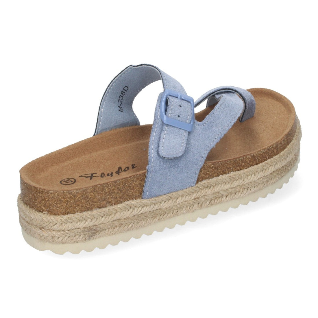 Sandalias Azules Mujer Plataforma Bio Yute Estilo Esclava Hebilla Elegantes